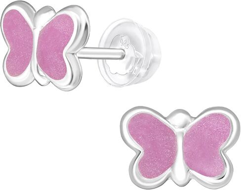 925 Sterling Silver Children's Epoxy Butterfly Stud Earrings in Saudi Arabia