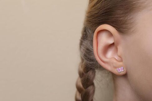 925 Sterling Silver Children's Epoxy Butterfly Stud Earrings in Saudi Arabia
