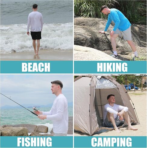 Men's UPF 50+ UV Sun Protection Long Sleeve Shirts Rash Guard Swim Shirts Lightweight Quick Dry Outdoor T Shirt in Saudi Arabia
