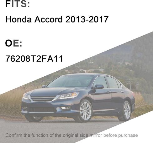 مرآة جانبية للركاب متوافقة مع Honda Accord 2013-2017 مع زجاج كهربائي، استبدال مرايا الرؤية الجانبية اليمنى #76208T2FA11(3Pin) أسود in Kuwait
