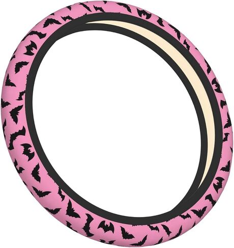 Car Steering Wheel Cover Universal Neoprene Anti Slip Car Accessories Decorative Wheel Protector 15 Inch - Pink Halloween Bats in Saudi Arabia