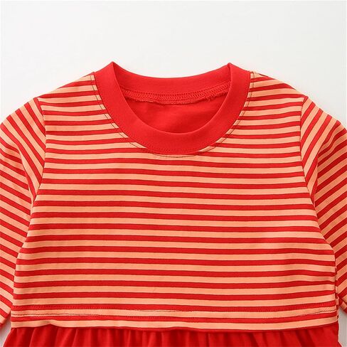 فستان بناتي بأكمام طويلة مخطط من القطن للكريسماس كاجوال للخريف من Autuman Tunic Playwear فساتين الحفلات الأساسية in Saudi Arabia