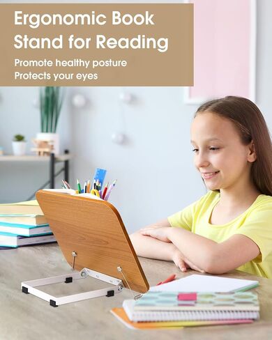 حامل كتب مكتب Honagu، حامل كتب مسند للقراءة، حامل كتب بزاوية قابلة للتعديل بدون استخدام اليدين للكتب المدرسية والمستندات وكتب الطبخ وكتاب الموسيقى والكمبيوتر اللوحي والوصفة (أكريليك) in Kuwait