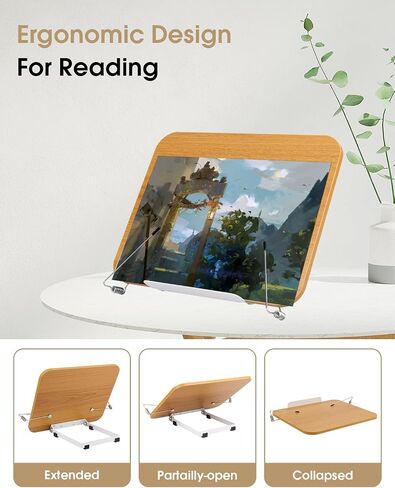 حامل كتب مكتب Honagu، حامل كتب مسند للقراءة، حامل كتب بزاوية قابلة للتعديل بدون استخدام اليدين للكتب المدرسية والمستندات وكتب الطبخ وكتاب الموسيقى والكمبيوتر اللوحي والوصفة (أكريليك) in Kuwait