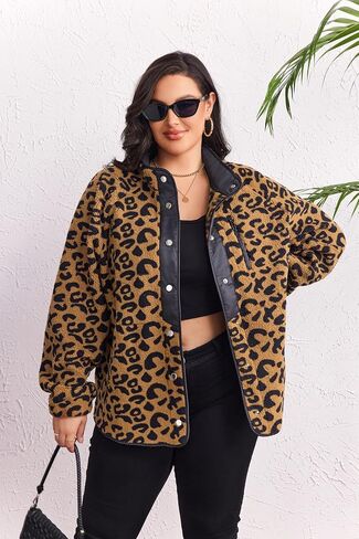 IN'VOLAND Plus Size Womens Fleece Jacket Western Aztec Print Long Sleeve Snap Button Down Shacket with Pockets in Saudi Arabia