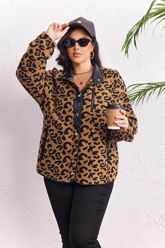 IN'VOLAND Plus Size Womens Fleece Jacket Western Aztec Print Long Sleeve Snap Button Down Shacket with Pockets in Saudi Arabia