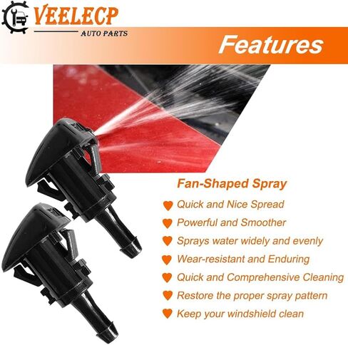 2PCS Windshield Washer Nozzle Sprayers Kit Compatible for 2007-2010 Cirrus, 2007-2010 Patriot, 2006-2010 Charge, 2011-2021 Ram Replace 4805742AB 5303833AA in Kuwait