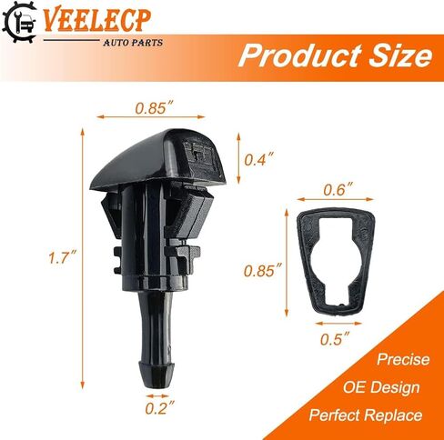 2PCS Windshield Washer Nozzle Sprayers Kit Compatible for 2007-2010 Cirrus, 2007-2010 Patriot, 2006-2010 Charge, 2011-2021 Ram Replace 4805742AB 5303833AA in Kuwait