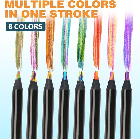 Stocking Stuffers for Kids, 8 Colors Rainbow Pencils Jumbo Colored Pencils for Adults, Multicolored Pencils Art Supplies for Drawing, Coloring, Sketching, Chriatmas Gifts Cool Stuff in Saudi Arabia