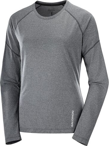 Salomon Women's Standard Cross Run LS TEE W-DEEP Black-Heather XL in Saudi Arabia