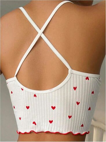 Milumia Women's Heart Print Bow Front Spaghetti Straps Crisscross Cami Pajama Tops in Saudi Arabia