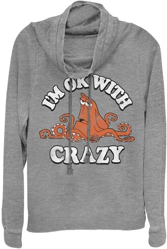 PIXAR Finding Dory Ok with Crazy Women's Cowl Neck Long Sleeve Knit Top in Kuwait