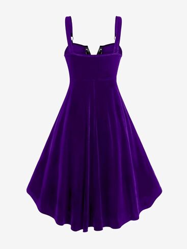 ROSE GAL Rosegal Gothic Lace Up Grommets High Low Velvet Midi Dress in Kuwait