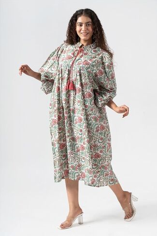 Summer Dresses for Women 2024 Casual Long Sleeve Floral Block Print Loose Sundress with Pocket Partywear in Saudi Arabia
