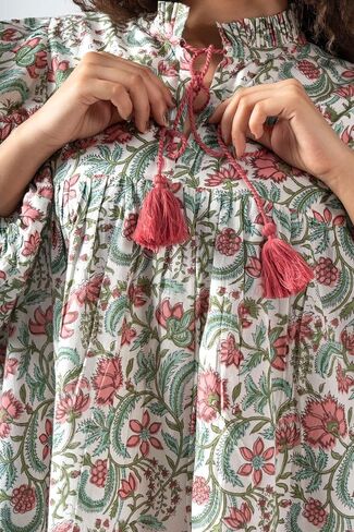 Summer Dresses for Women 2024 Casual Long Sleeve Floral Block Print Loose Sundress with Pocket Partywear in Saudi Arabia
