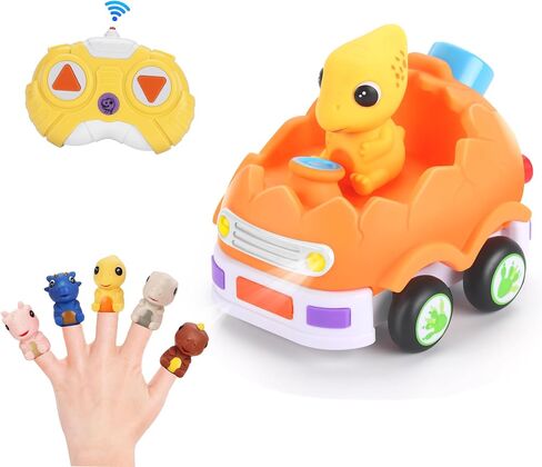 2 Pack Remote Control Car for Toddlers, Dinosaur Toys for Kids 2-6, Toddler Sensory Toys with LED Lights and Sound, Christmas Birthday Gifts for Boys and Girls 2 3 4 5 6 Year Old in Saudi Arabia