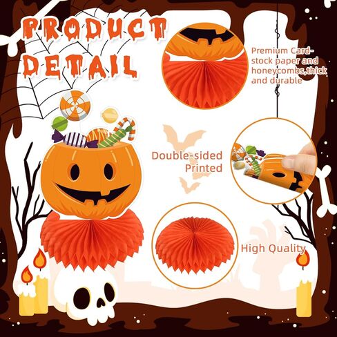 15PCS Halloween Party Table Decorations Indoor, Halloween Honeycomb Centerpieces Decorations, Halloween Table Topper Decor, Halloween Party Supplies for Home, School, Office in Kuwait