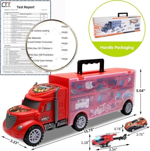 Toddler Toys for 3-4 Year Old Boys,Large Transport Cars Carrier Set Truck Toys with 12 Die cast Vehicles Truck Toys Cars,Ideal Christmas Easter Gifts Toys for Kids Age 3-7 in Kuwait