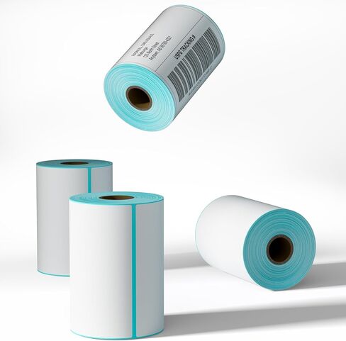 CLASSY 4 Rolls 4" x 6" Direct Thermal Shipping Labels, 250 Labels/Roll, Thermal Labels Compatible with Rollo &Zebra Printer, Perforated,1" Core, Commercial Grade in Kuwait