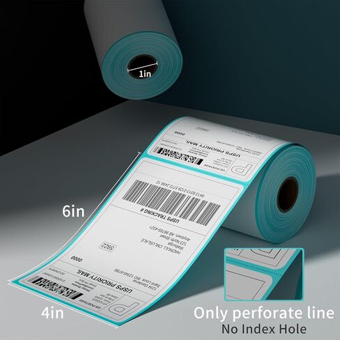 CLASSY 4 Rolls 4" x 6" Direct Thermal Shipping Labels, 250 Labels/Roll, Thermal Labels Compatible with Rollo &Zebra Printer, Perforated,1" Core, Commercial Grade in Kuwait