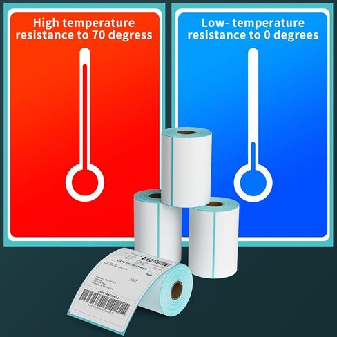 CLASSY 4 Rolls 4" x 6" Direct Thermal Shipping Labels, 250 Labels/Roll, Thermal Labels Compatible with Rollo &Zebra Printer, Perforated,1" Core, Commercial Grade in Kuwait