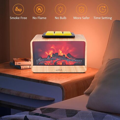 Wax Melt Warmer, Electric Fireplace Wax Warmer with 4 Timer Wax Melter for Scented Wax, Christmas Wax Burner Flame Fragrance Oil Burner for Home Bedroom Bathroom Office Decor & Gift in Saudi Arabia