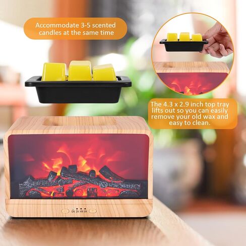 Wax Melt Warmer, Electric Fireplace Wax Warmer with 4 Timer Wax Melter for Scented Wax, Christmas Wax Burner Flame Fragrance Oil Burner for Home Bedroom Bathroom Office Decor & Gift in Saudi Arabia