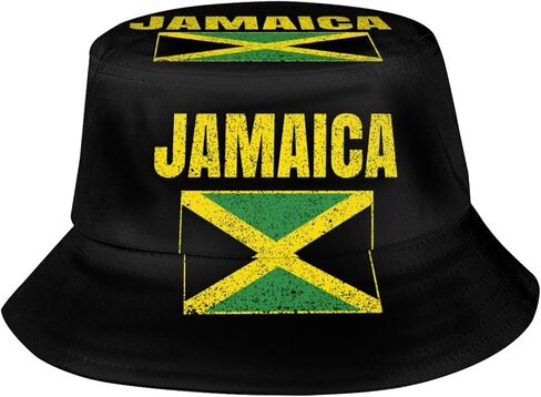 Jamaica Flag Bucket Hat for Men Women，Packable Outdoor Jamaica Jamaican Sun Hat Beach Fisherman Cap for Travel Hiking in Saudi Arabia