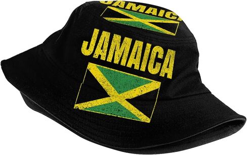 Jamaica Flag Bucket Hat for Men Women，Packable Outdoor Jamaica Jamaican Sun Hat Beach Fisherman Cap for Travel Hiking in Saudi Arabia