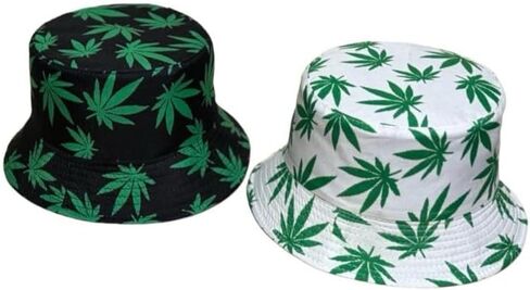 Premium Reversible Marijuana Leaf Bucket Hat | Stylish Unisex Fisherman Cap for Sun Protection in Kuwait