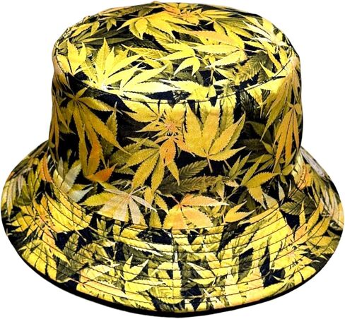 Premium Reversible Marijuana Leaf Bucket Hat | Stylish Unisex Fisherman Cap for Sun Protection in Kuwait