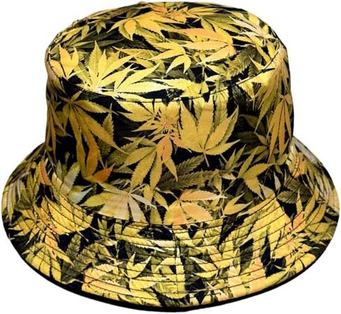 Premium Reversible Marijuana Leaf Bucket Hat | Stylish Unisex Fisherman Cap for Sun Protection in Kuwait