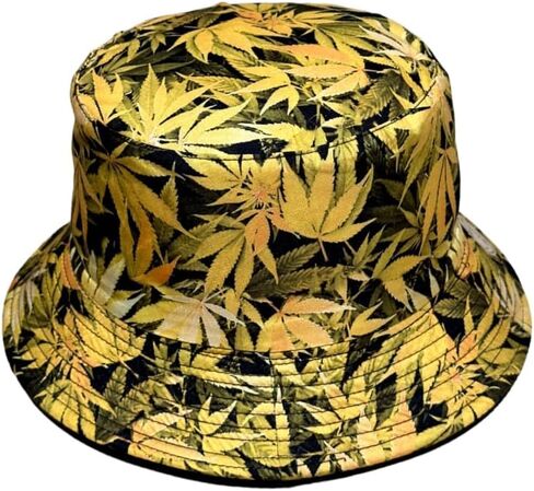 Premium Reversible Marijuana Leaf Bucket Hat | Stylish Unisex Fisherman Cap for Sun Protection in Kuwait