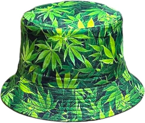 Premium Reversible Marijuana Leaf Bucket Hat | Stylish Unisex Fisherman Cap for Sun Protection in Kuwait