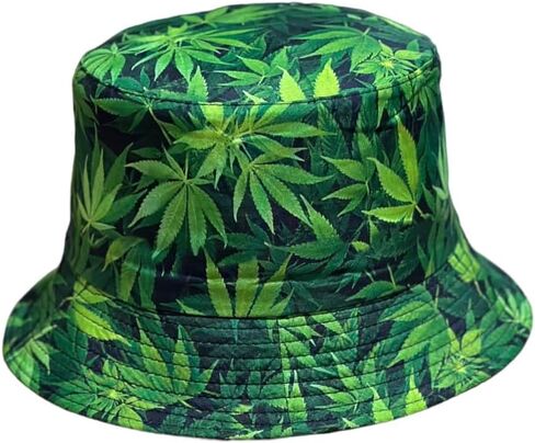 Premium Reversible Marijuana Leaf Bucket Hat | Stylish Unisex Fisherman Cap for Sun Protection in Kuwait