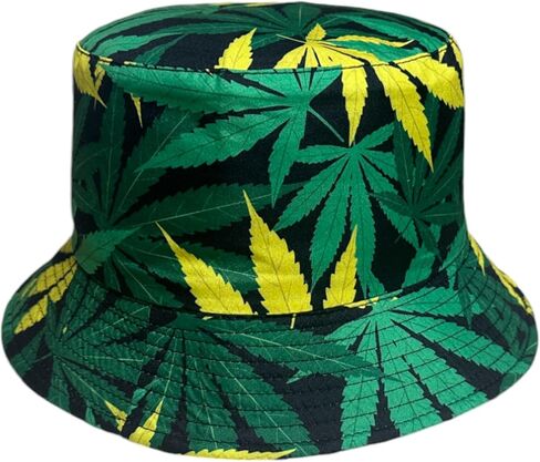 Premium Reversible Marijuana Leaf Bucket Hat | Stylish Unisex Fisherman Cap for Sun Protection in Kuwait