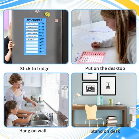 4PCS Chore Chart Chore List for Kids with 10pcs Detachable Cardstock and 16pcs Magnets- Daily Routine, My Chore Checklist Task Board, Ideal for RV and Memo Checklist. in Saudi Arabia