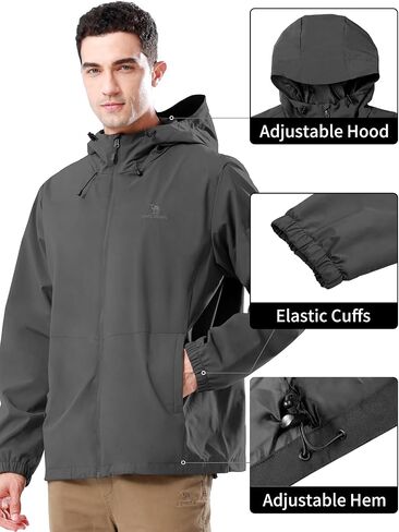 CAMELSPORTS Men Waterproof Softshell Jacket Windbreaker Hooded lightweight Rain Coat for Outdoor Hiking in Saudi Arabia