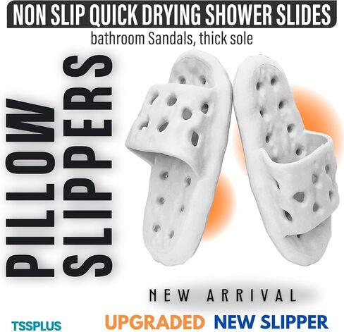 TSSPLUS Shower Shoes with Arch Support, Quick Drying Non-Slip Pool Slides Lightweight Beach Sandals with Drain Holes Comfortable House Slippers for Women Men in Saudi Arabia