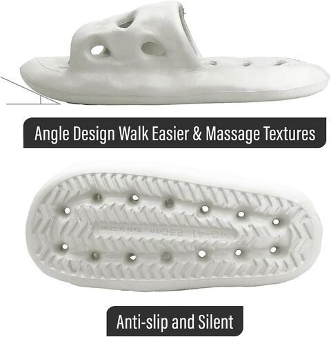 TSSPLUS Shower Shoes with Arch Support, Quick Drying Non-Slip Pool Slides Lightweight Beach Sandals with Drain Holes Comfortable House Slippers for Women Men in Saudi Arabia