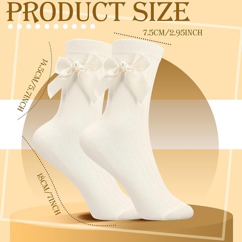 8 أزواج من الجوارب الدانتيل المكشكشة للنساء، جوارب كاحل مكشكشة على شكل فيونكة، جوارب كاجوال قطنية لطيفة للسيدات باللون الأبيض in Kuwait