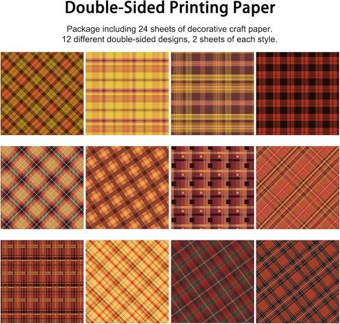 24Sheet Fall Scrapbook Paper Set 12x12 inches Thanksgiving Day Decorative Cardstock Paper for Card Making Craft Scrapbooking Junk Journal Gift Decoration Supplies(C-Fall) in Saudi Arabia