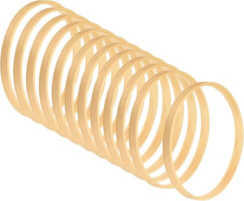 PATIKIL 10.2 Inch Wooden Bamboo Floral Hoop, 12Pack Craft Rings for DIY Wedding Wreath Decor, Dream Catcher and Hanging Crafts in Saudi Arabia