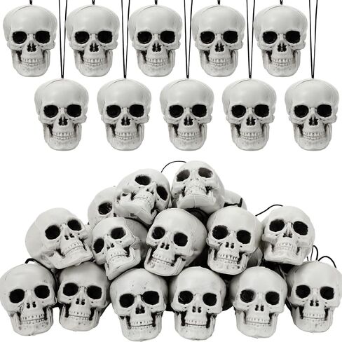 72 Pcs Halloween Mini Hanging Skull Bulk Mini Halloween Skull Heads Halloween Tree Decorations Hanging Skull Pendants Small Size Skeleton Decor for Halloween Holiday Party Tree Ornaments in Saudi Arabia