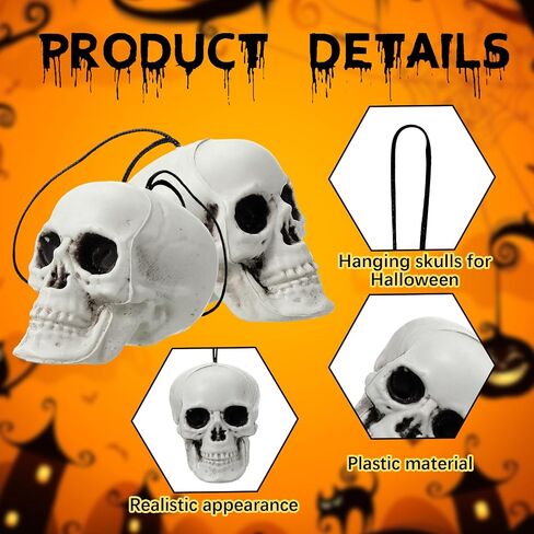 72 Pcs Halloween Mini Hanging Skull Bulk Mini Halloween Skull Heads Halloween Tree Decorations Hanging Skull Pendants Small Size Skeleton Decor for Halloween Holiday Party Tree Ornaments in Saudi Arabia