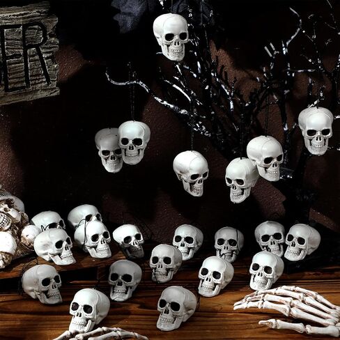 72 Pcs Halloween Mini Hanging Skull Bulk Mini Halloween Skull Heads Halloween Tree Decorations Hanging Skull Pendants Small Size Skeleton Decor for Halloween Holiday Party Tree Ornaments in Saudi Arabia