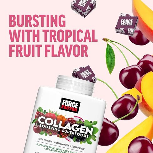FORCE FACTOR Collagen Boosting Superfoods with Biotin, Hyaluronic Acid, Bamboo, and Hair, Skin, and Nails Vitamins, Nail Strengthener and Skin Supplement, 60 Vegetable Capsules in Saudi Arabia