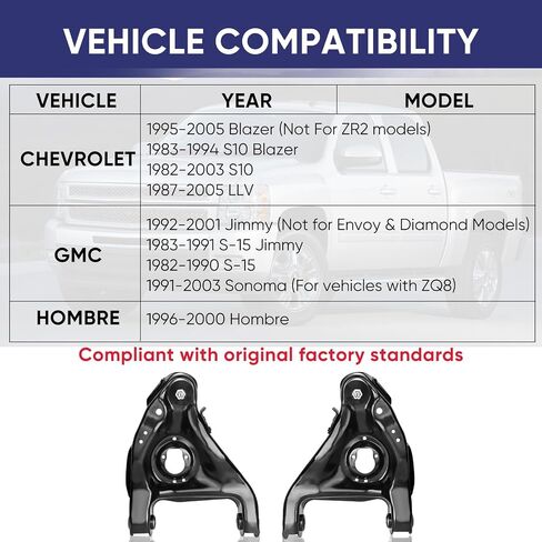 K620251 Front Lower Control Arm - Front Lower Control Arm Kit for Chevrolet S10 Blazer LLV GMC S-15 Jimmy Pickup Sonoma Hombre K620252 2Pcs in Kuwait