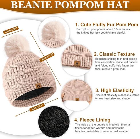 Womens Winter Beanie Hat Scarf Gloves Set Fleece Hat Long Scarf Neck Warmer Ear muffs Fuzzy Socks 5 in 1 Knit Sets in Kuwait