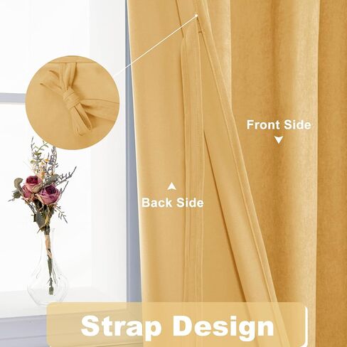 Hiasan Yellow Velvet Curtains 90 inches Length 2 Panels - Luxury Room Darkening Curtains for Bedroom Living Room, Thermal Insulated Super Soft Grommet Window Drapes with Tiebacks, 52 inches Width in Saudi Arabia